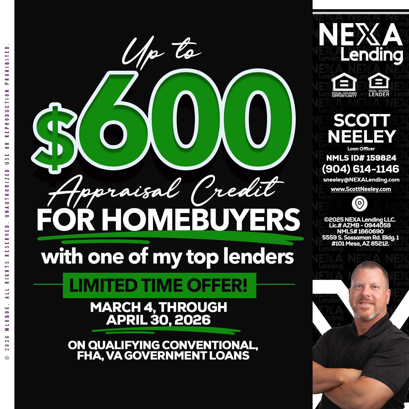 up to $600 - Scott Neeley -Loan Officer